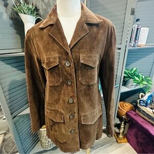 Vintage Brown Suede Button Down Jacket by Charter Club